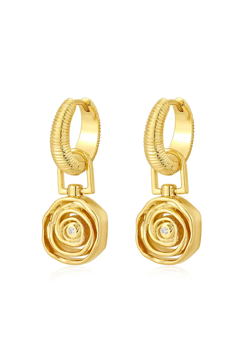 LUV AJ Rosette Coil Charm Hoops
