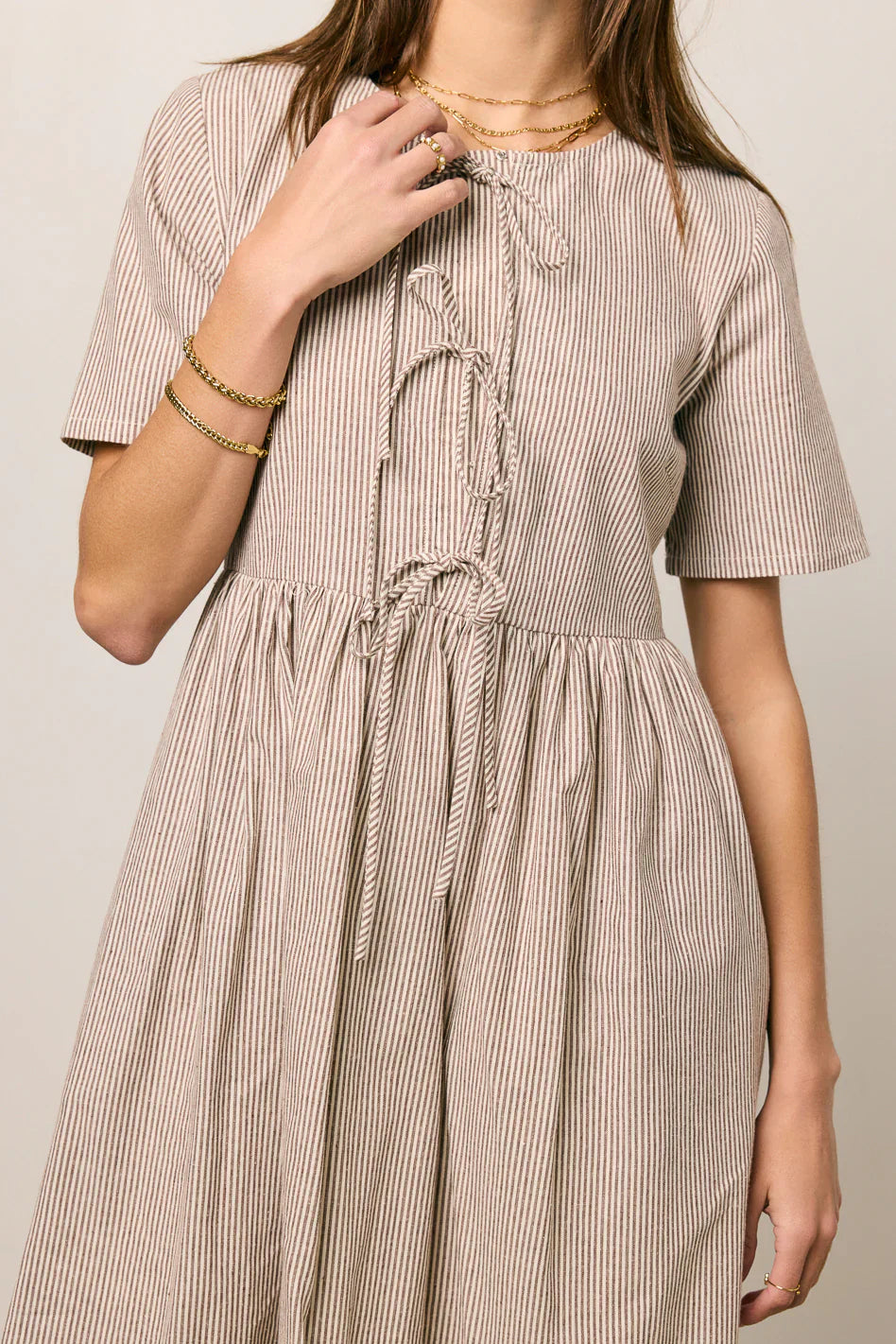 Narla Striped Midi Dress in Brown FINAL SALE