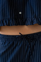 Melody Pinstripe Wide Leg Pants in Navy