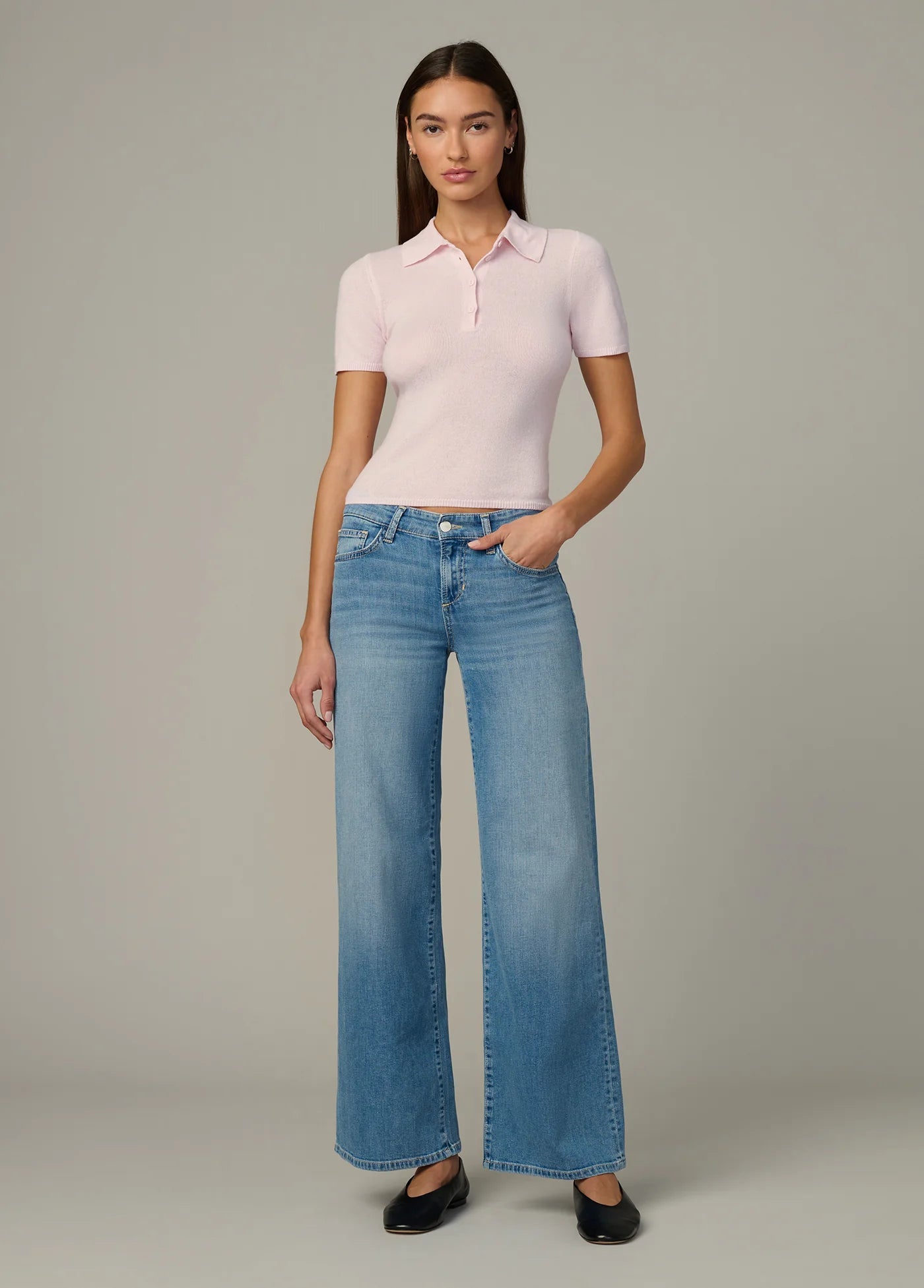 THE CASHMERE SHORT SLEEVE POLO SWEATER