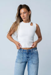 Ollie Cutout Tank Top in Ivory