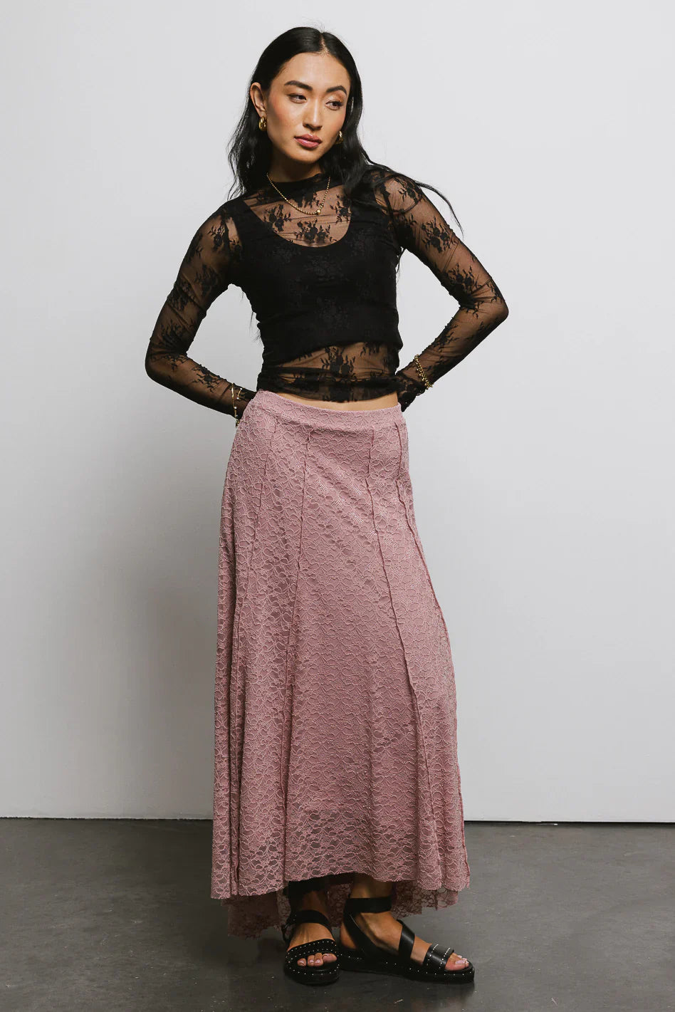 Eliza Lace Skirt in Rose FINAL SALE