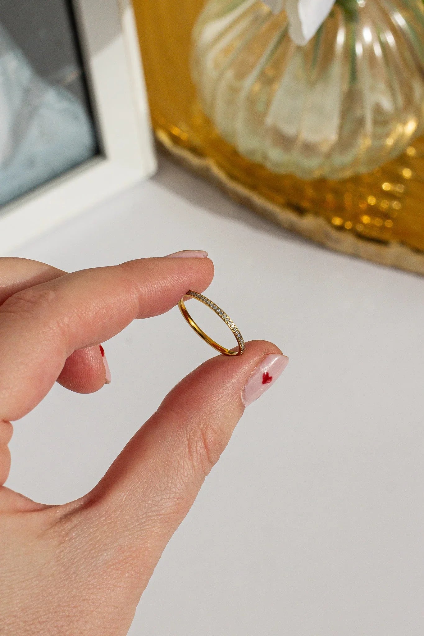 Dainty Crystal Stacker Ring