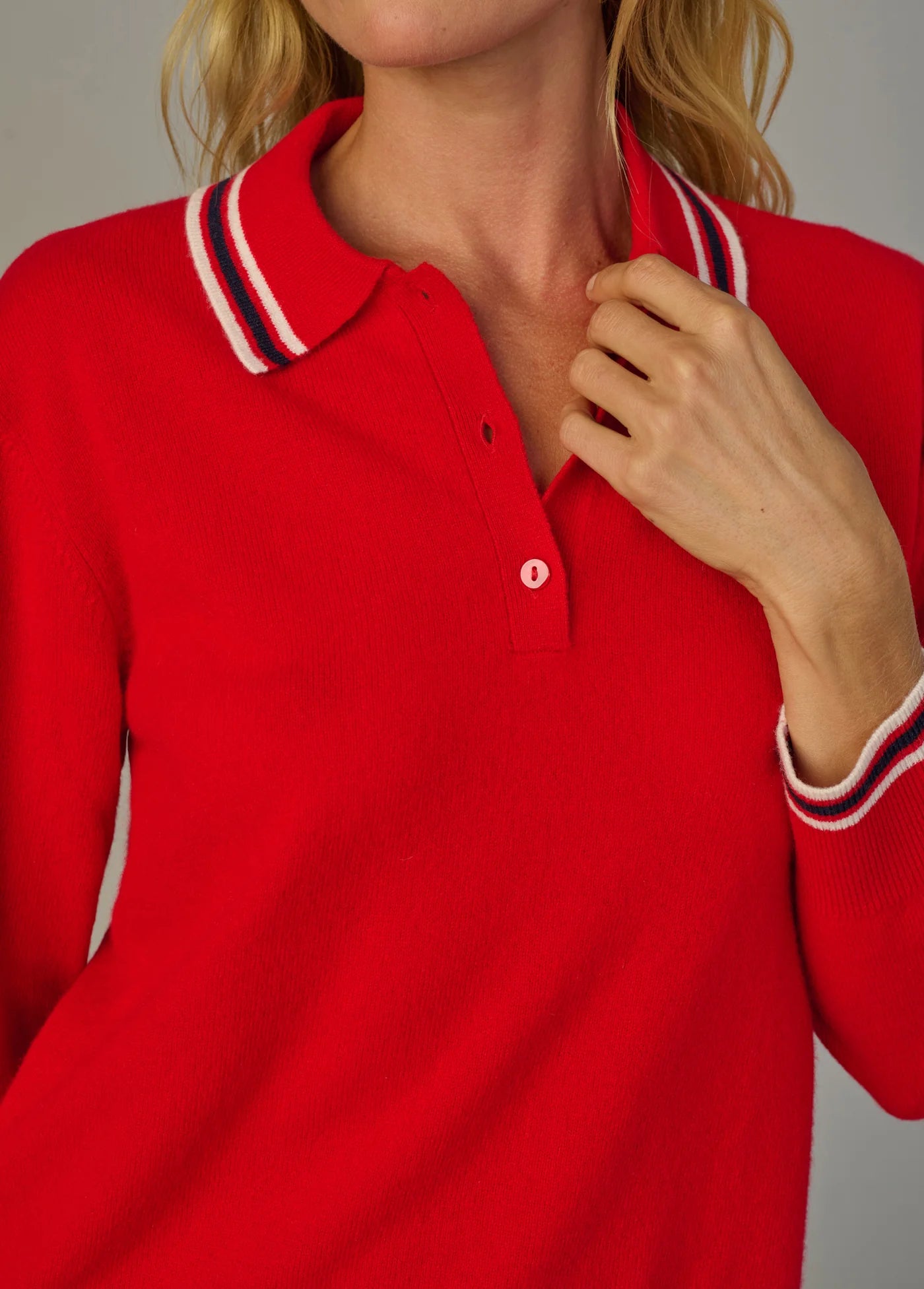 THE LONG SLEEVE CASHMERE POLO