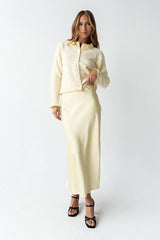 Tory Satin Maxi Skirt in Yellow