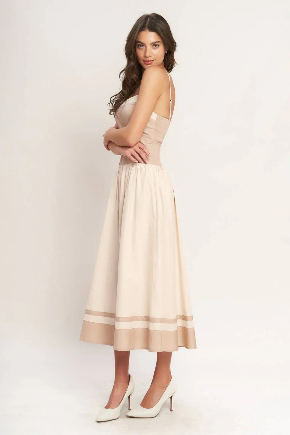 SPRING HARMONY COLOR BLOCKED MIDI DRESS