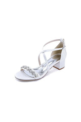 Open Toe Crystal Hollow Out Chunky Heels