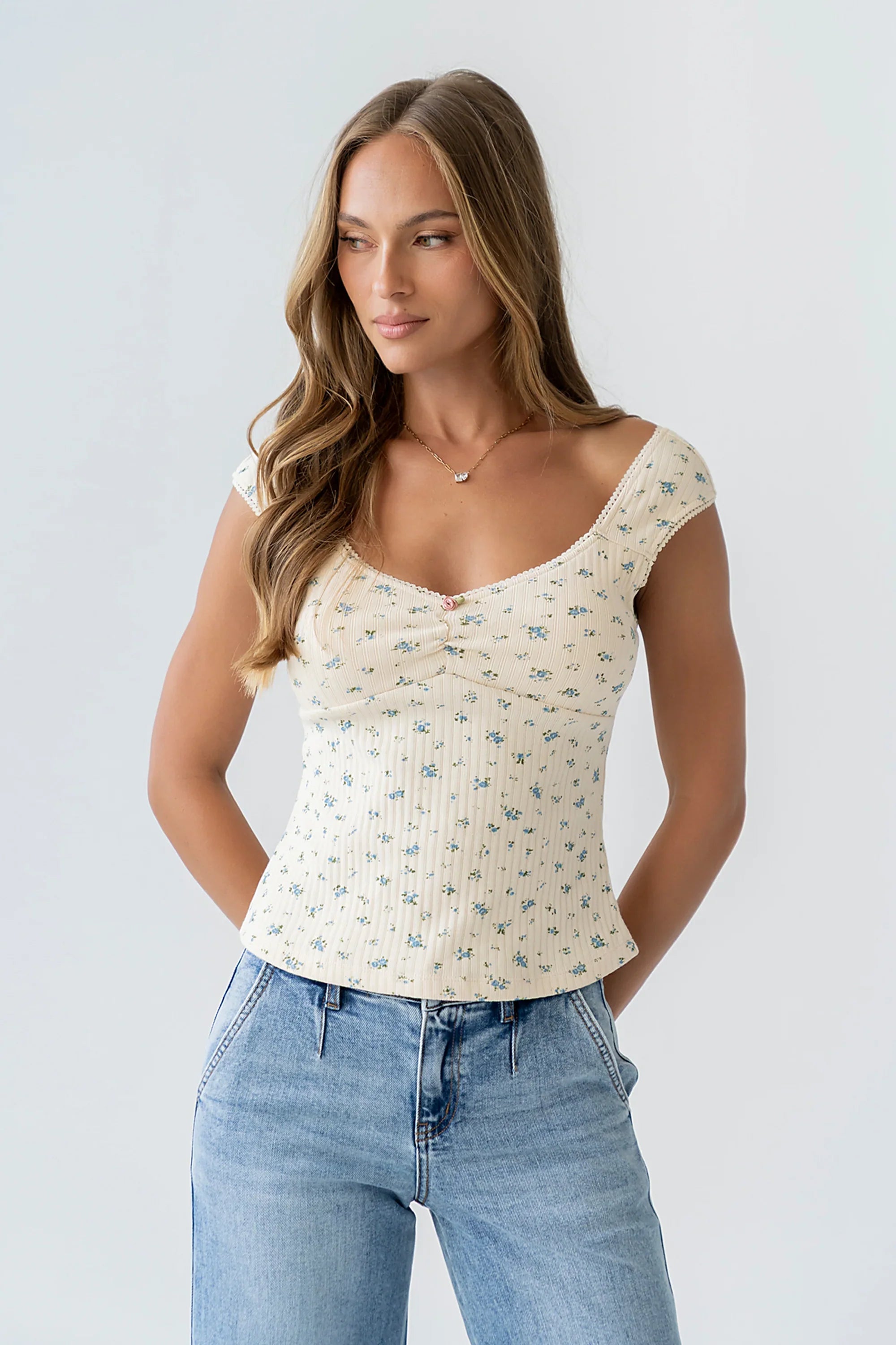 Winston Floral Tank in Off White