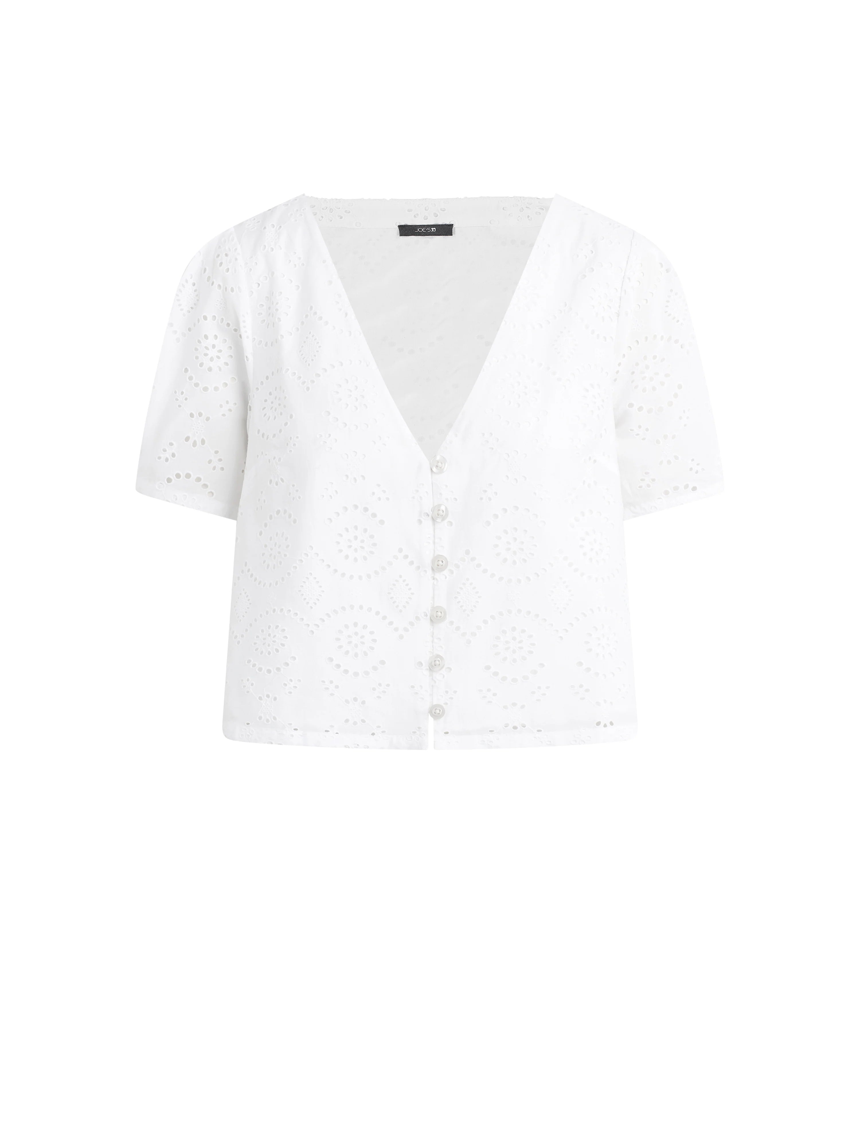THE HALLE SHORT SLEEVE EYELET BLOUSE