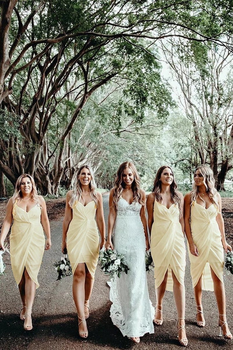 Cheap Sheath Bridesmaid Dresses Chiffon Short Gowns