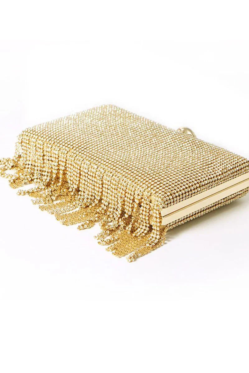 Tassels Golden Exquisite Square Party Handbag