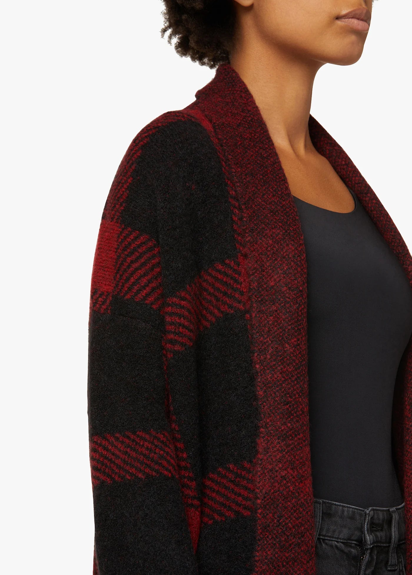 SOLANGE INTARSIA PLAID CARDIGAN