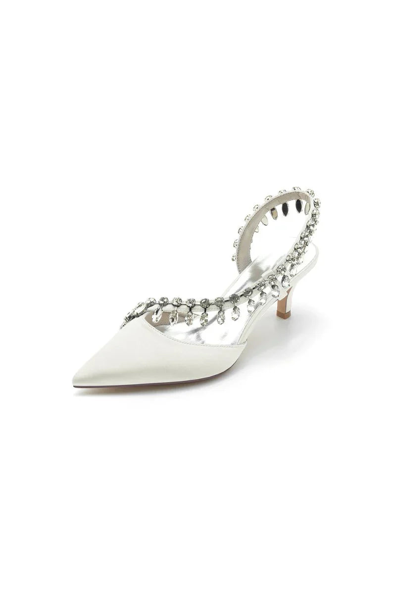 Rhinestone Beaded Pointed Toe High Heels