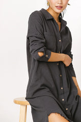 Winnie Button Up Dress in Charcoal FINAL SALE