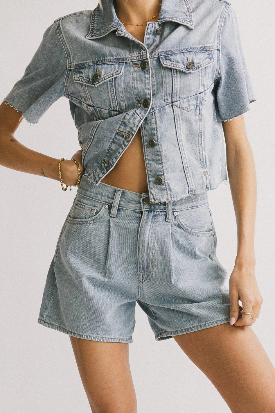 Carmie Light Wash Denim Top FINAL SALE