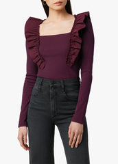 THE LIV RUFFLE LS KNIT TOP