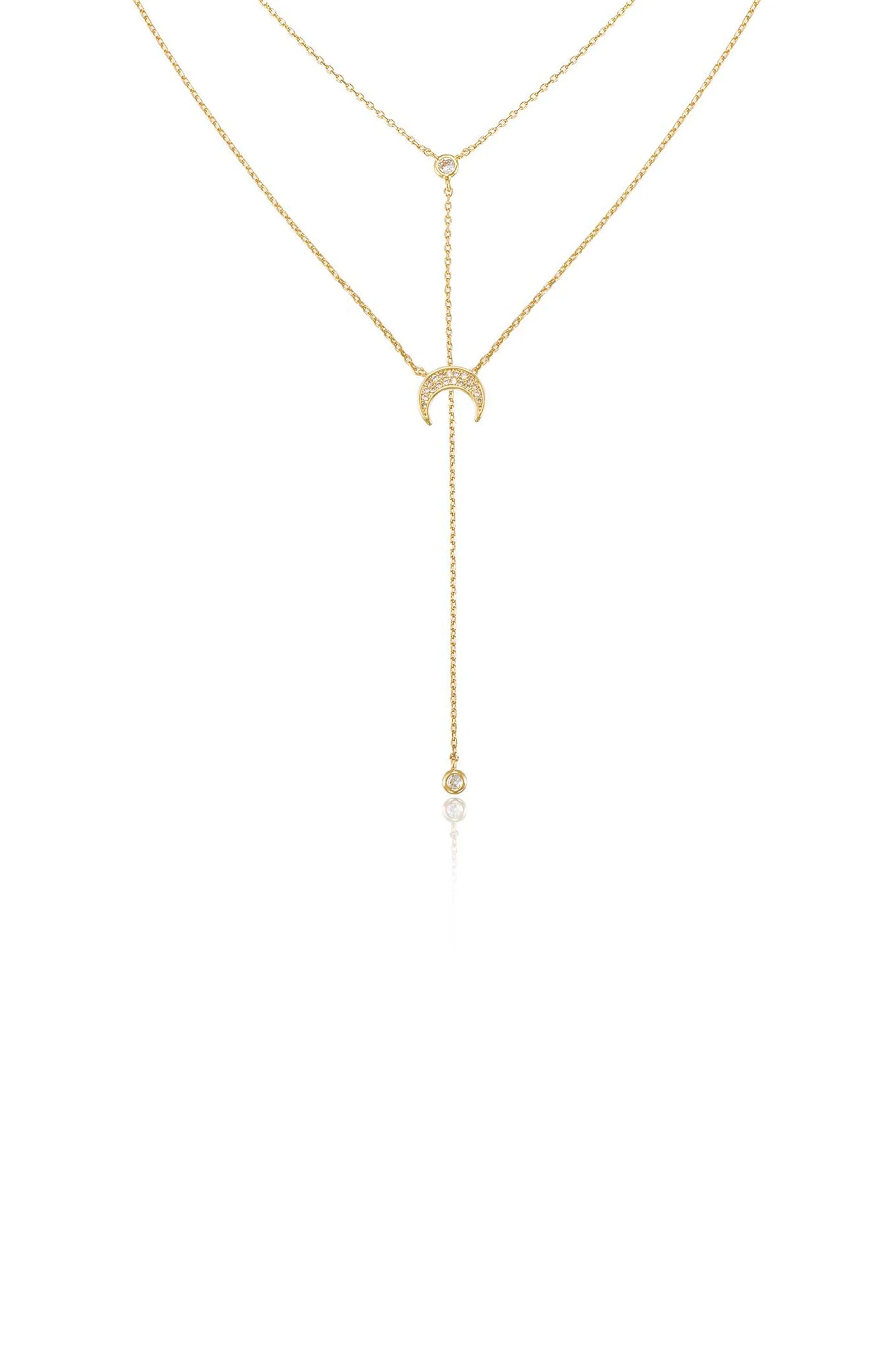 Dainty Layered Crescent Moon Necklace Set