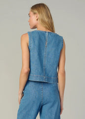 THE BOAT NECK DENIM SHELL TOP