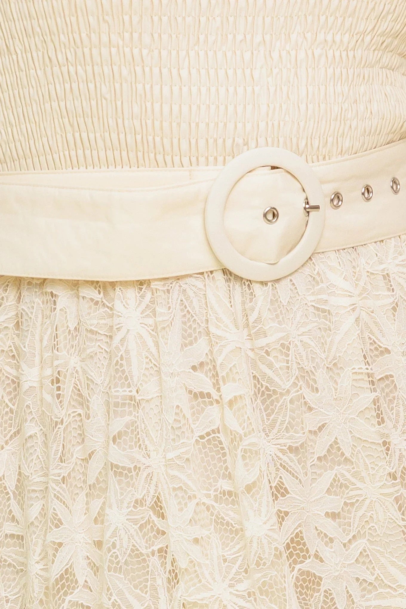 PARADISE AWAITS CREAM LACE ANKLE DRESS