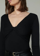 THE AVA STRIPE TWIST V NECK TOP
