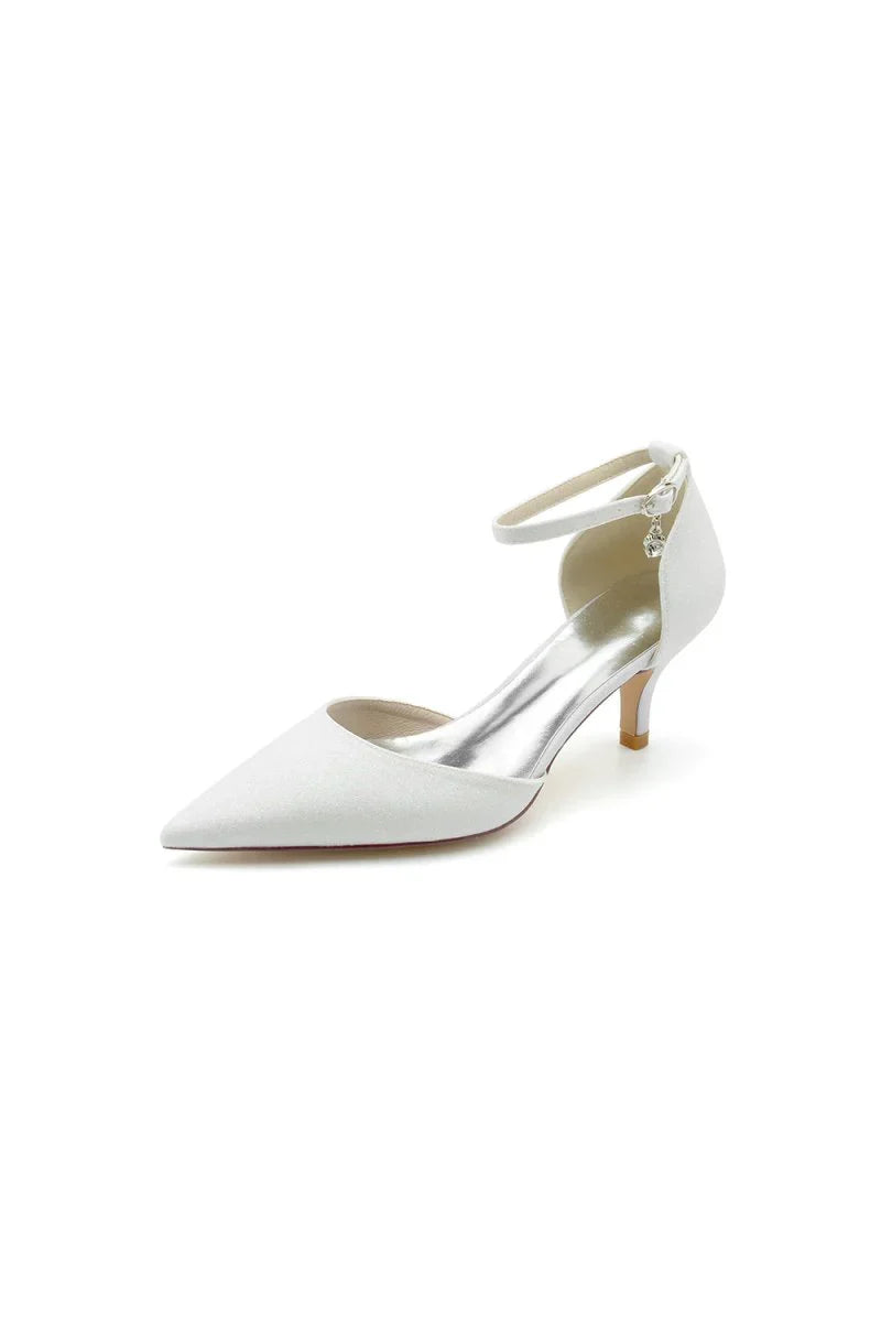 Glitter Pointed Toe Wedding Shoes with Ankle Strap