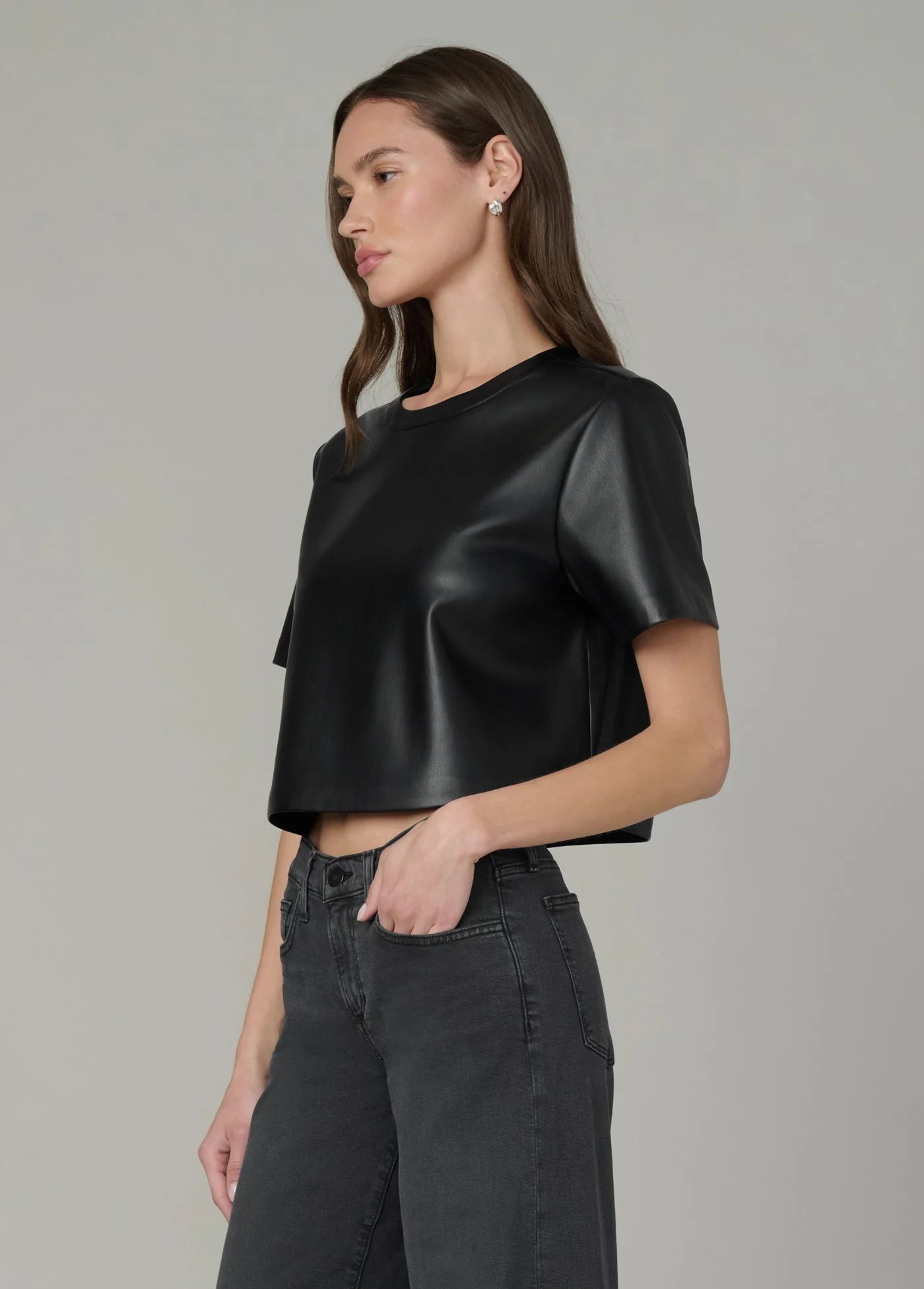 THE BOXY VEGAN LEATHER TEE