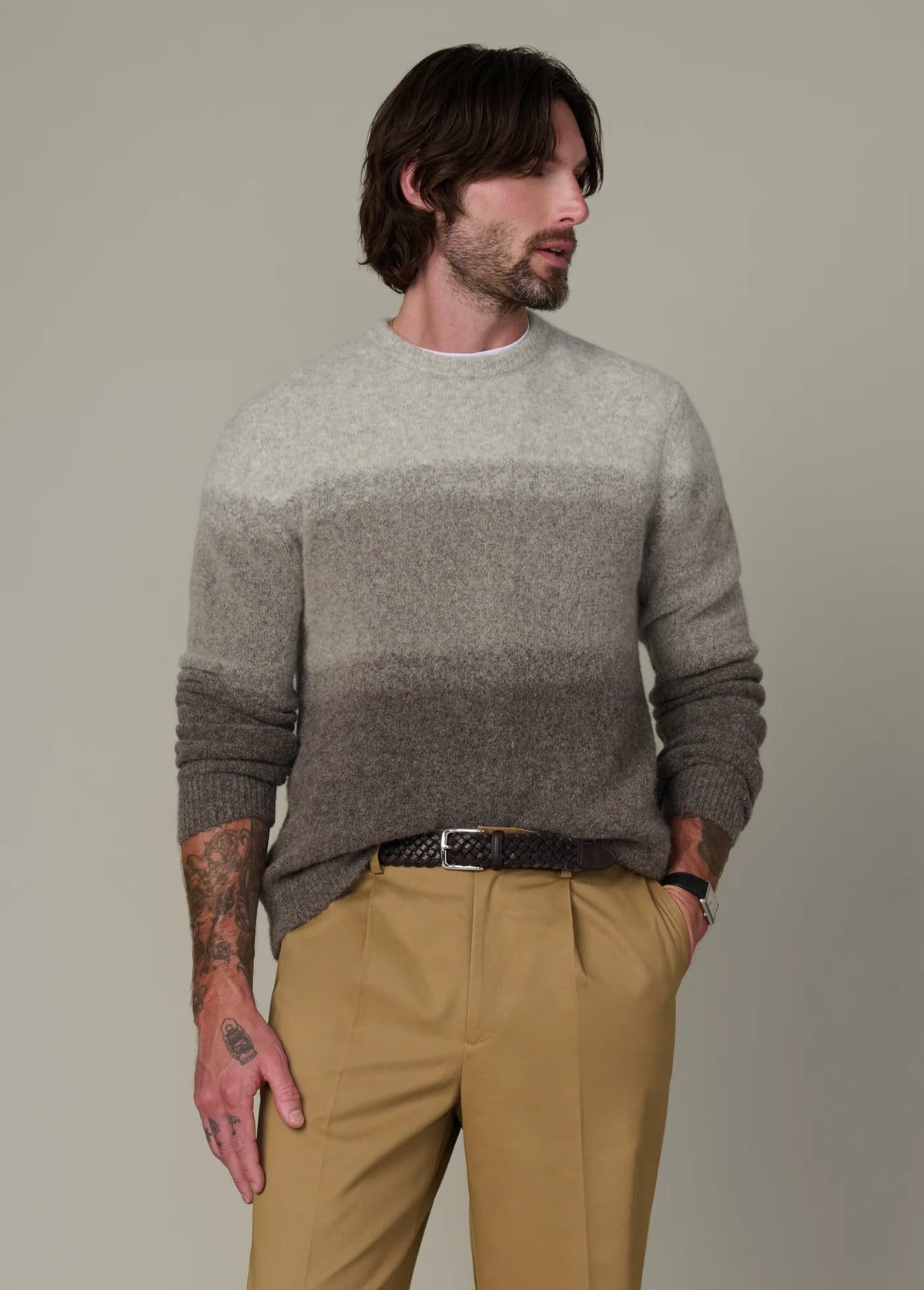 OMBRE STRIPED CREW NECK