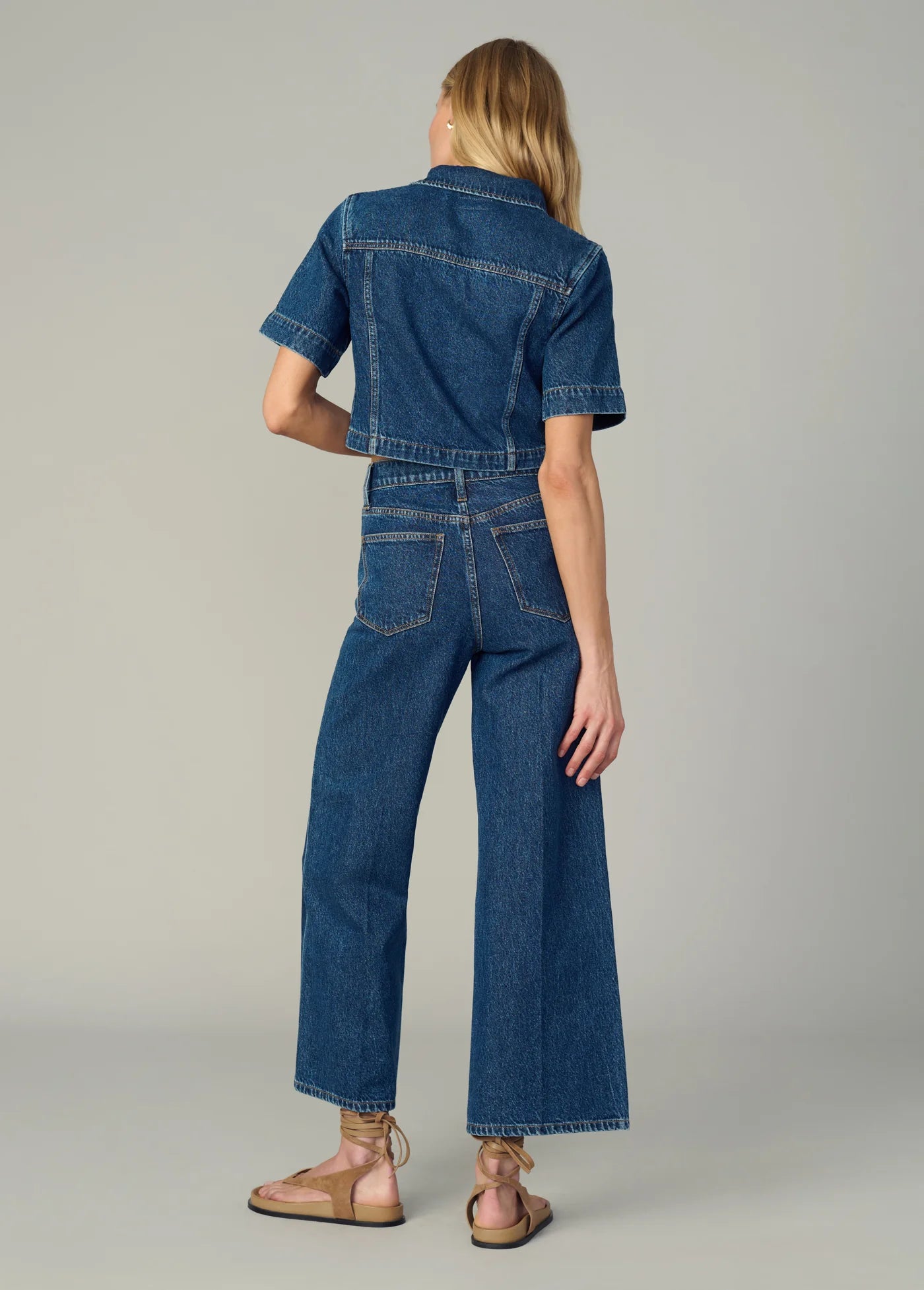 DENIM TRUCKER SHORT SLEEVE TOP