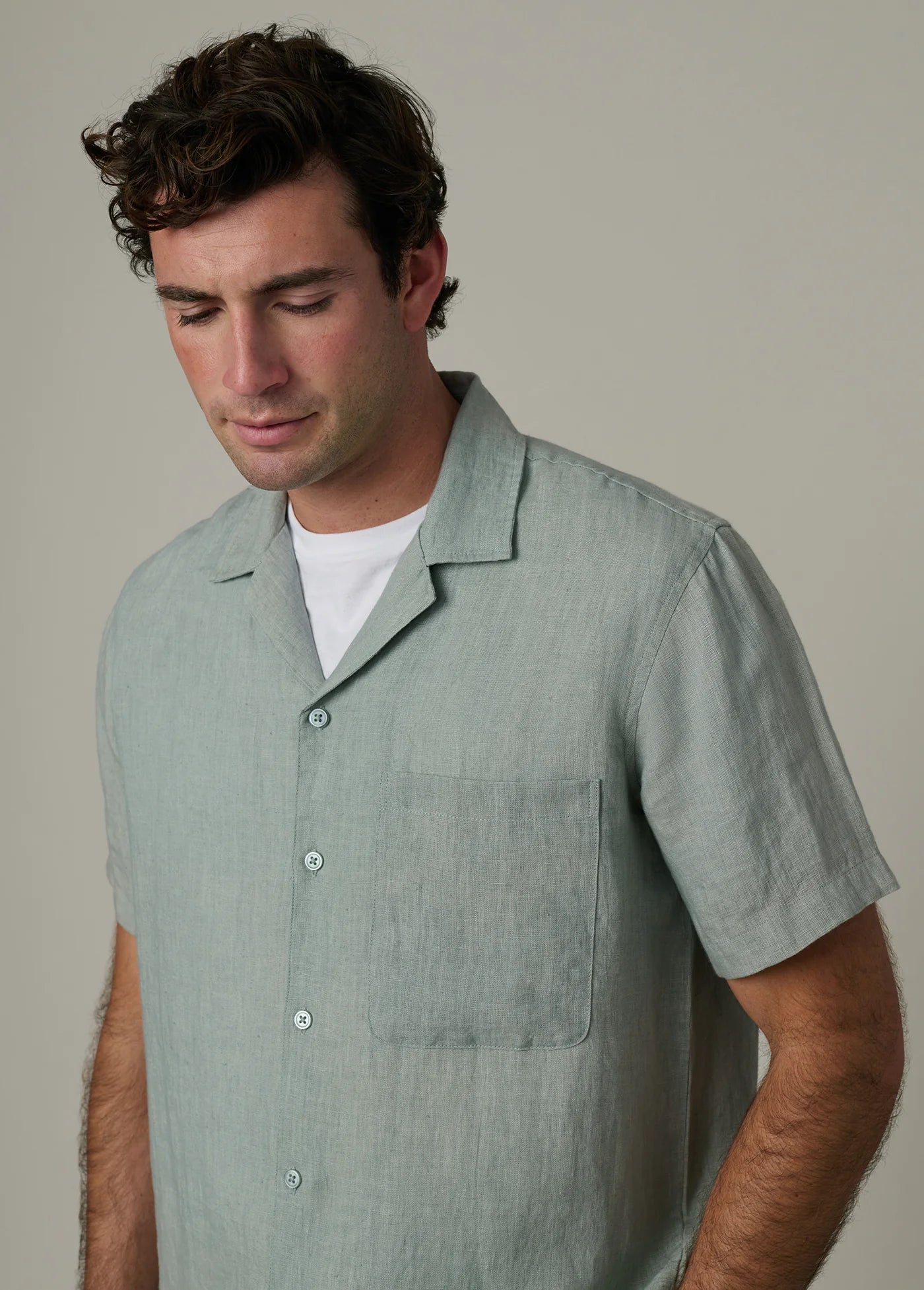 SHORT SLEEVE CAMP COLLAR SHIRT