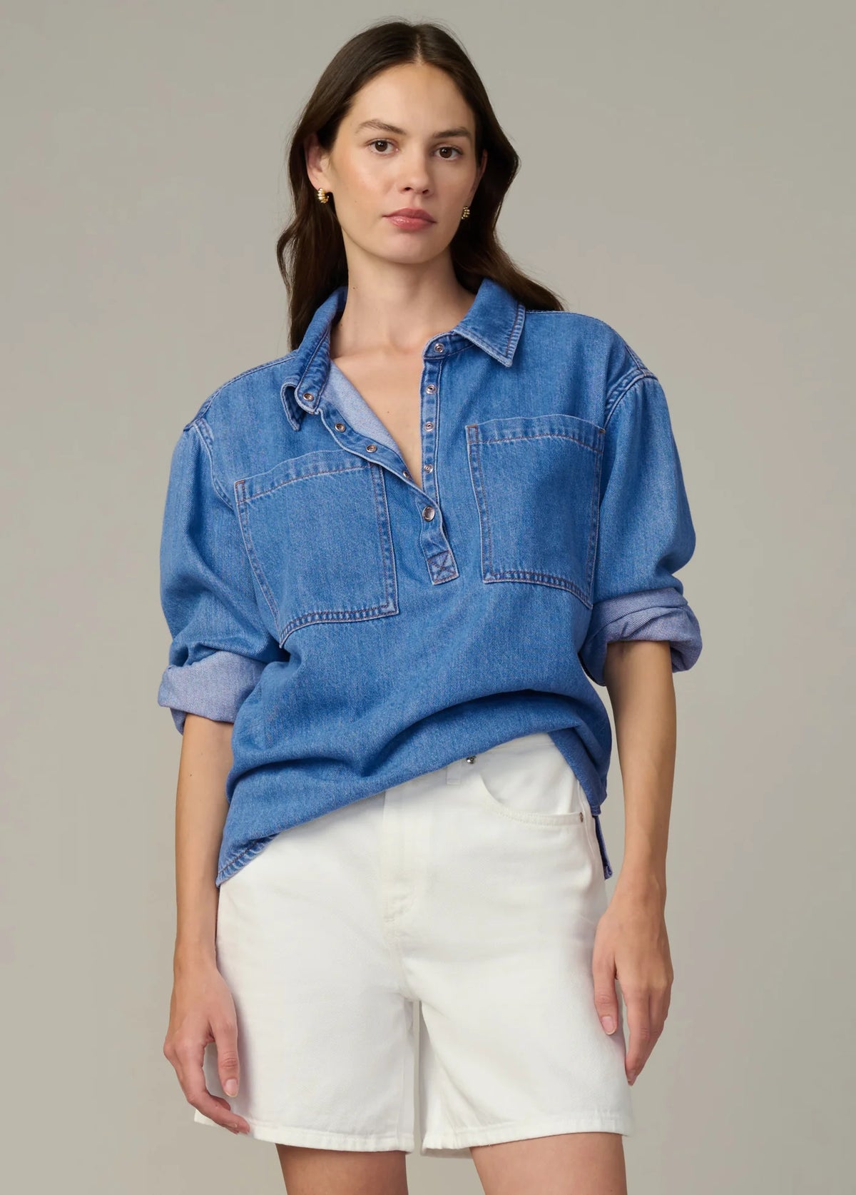 THE EASY DENIM POPOVER SHIRT