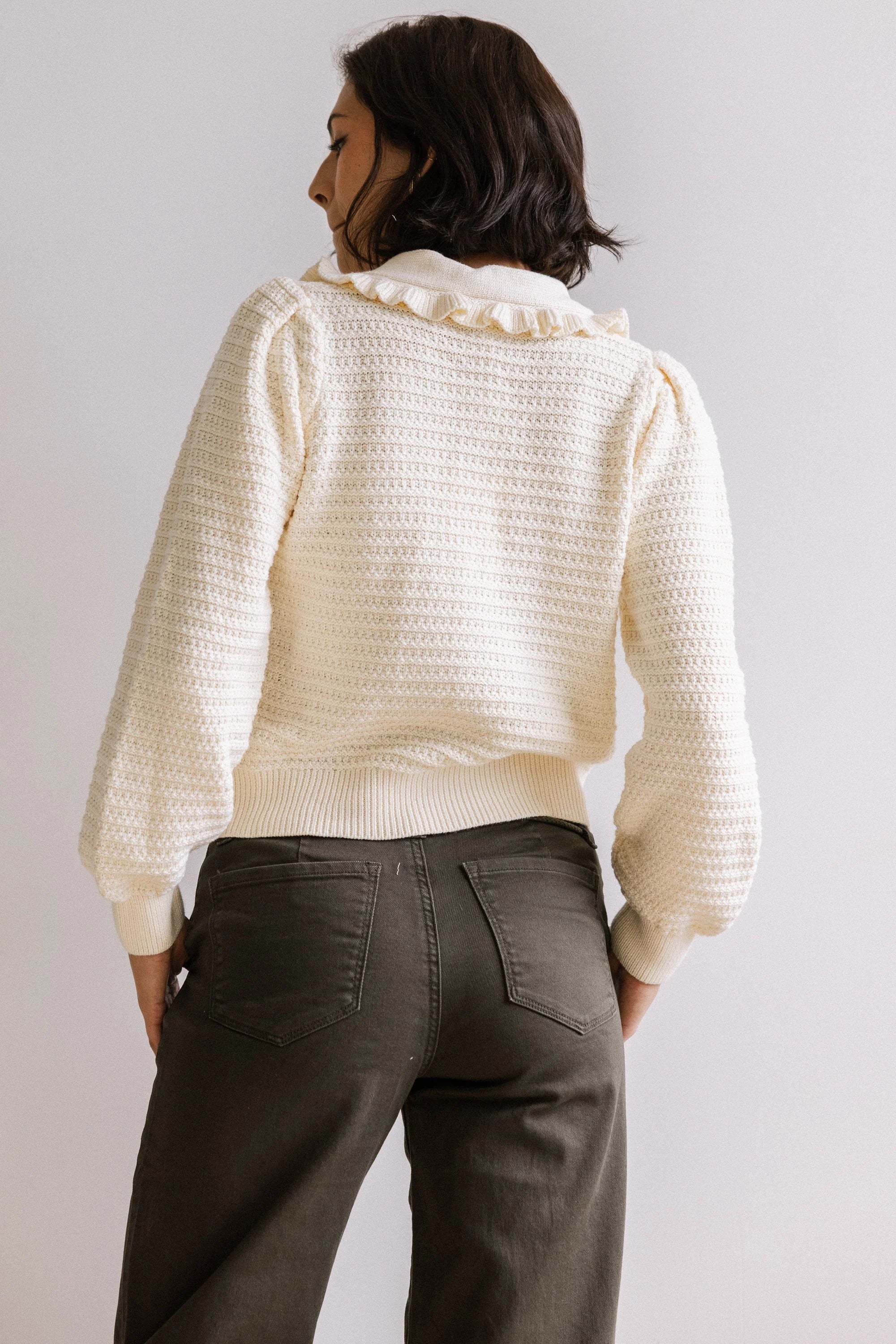 Maureen Collared Cardigan in Oatmeal FINAL SALE