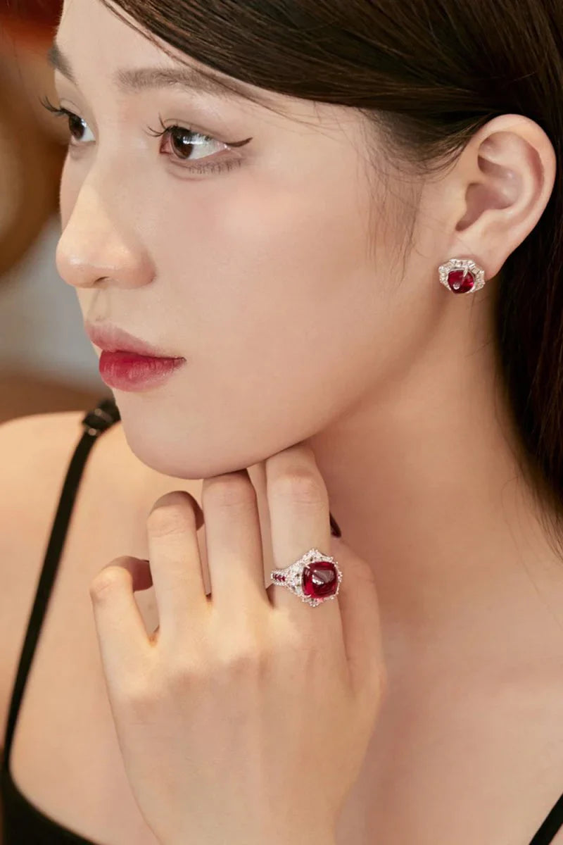 Luxurious Sugar Tower Ruby Engagement Ring