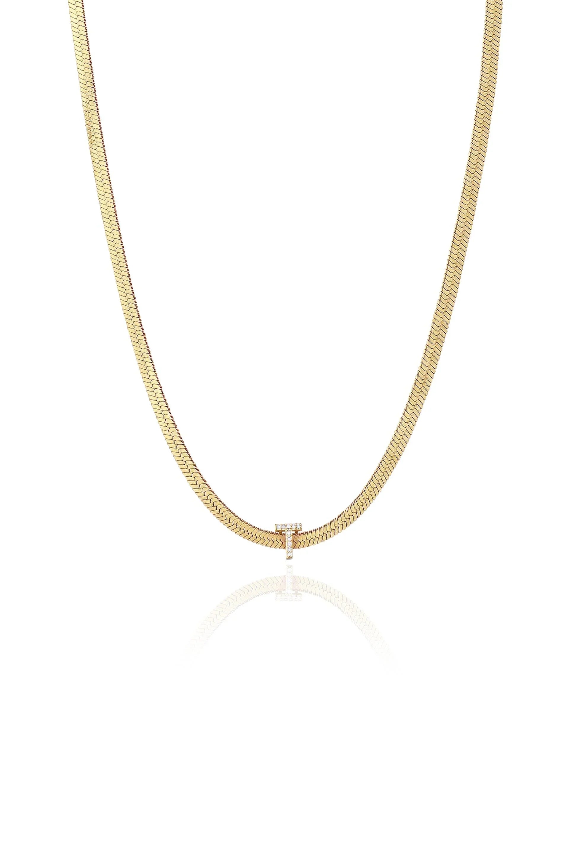 Initial Herringbone Necklace