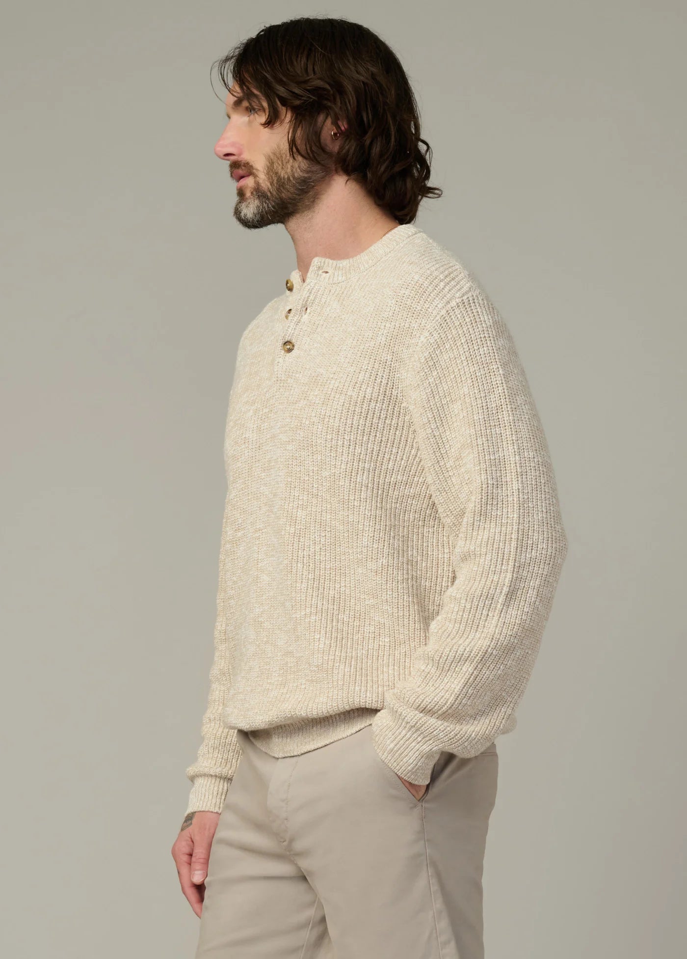 TEXTURED HENLEY SWEATER