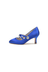 Rhinestone Pointed Toe Satin Stiletto Heels