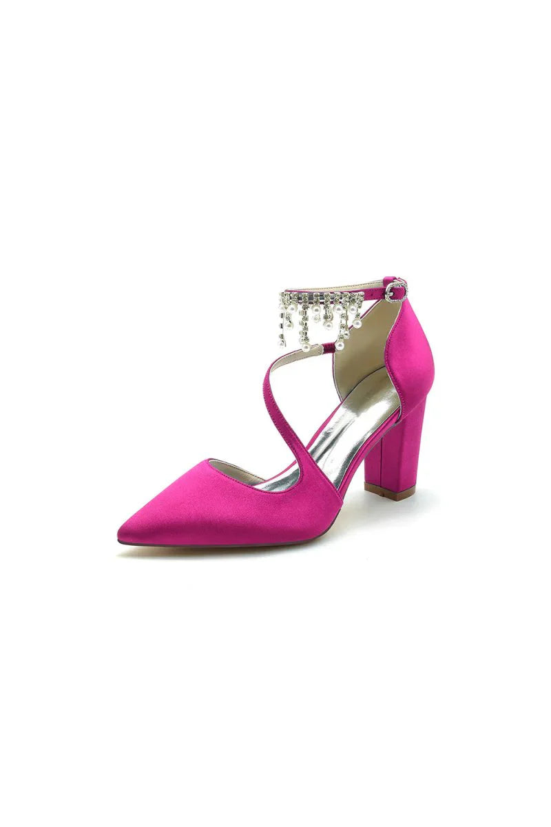 Pearl Tassel Block Heel Sandals