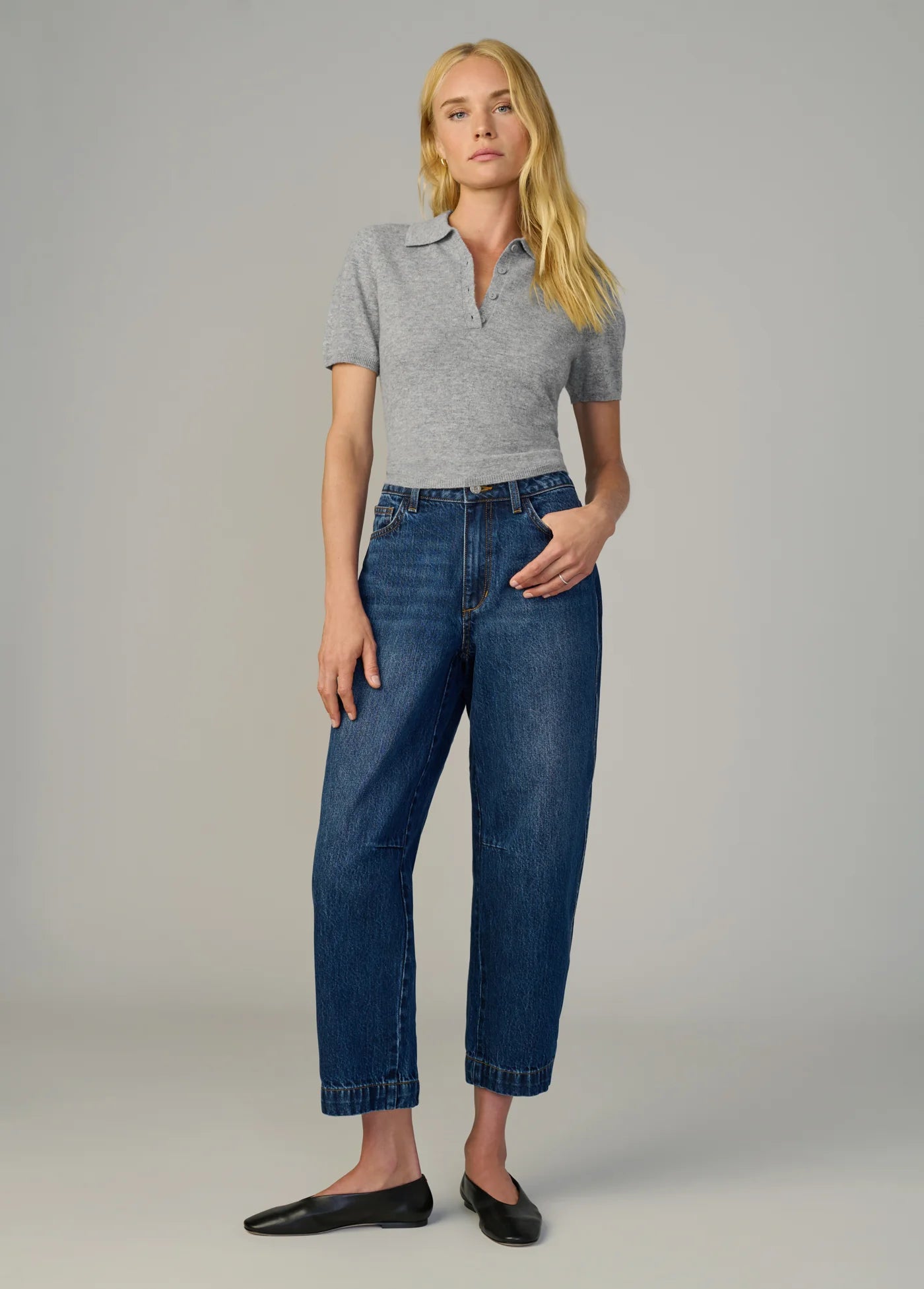 THE CASHMERE SHORT SLEEVE POLO SWEATER