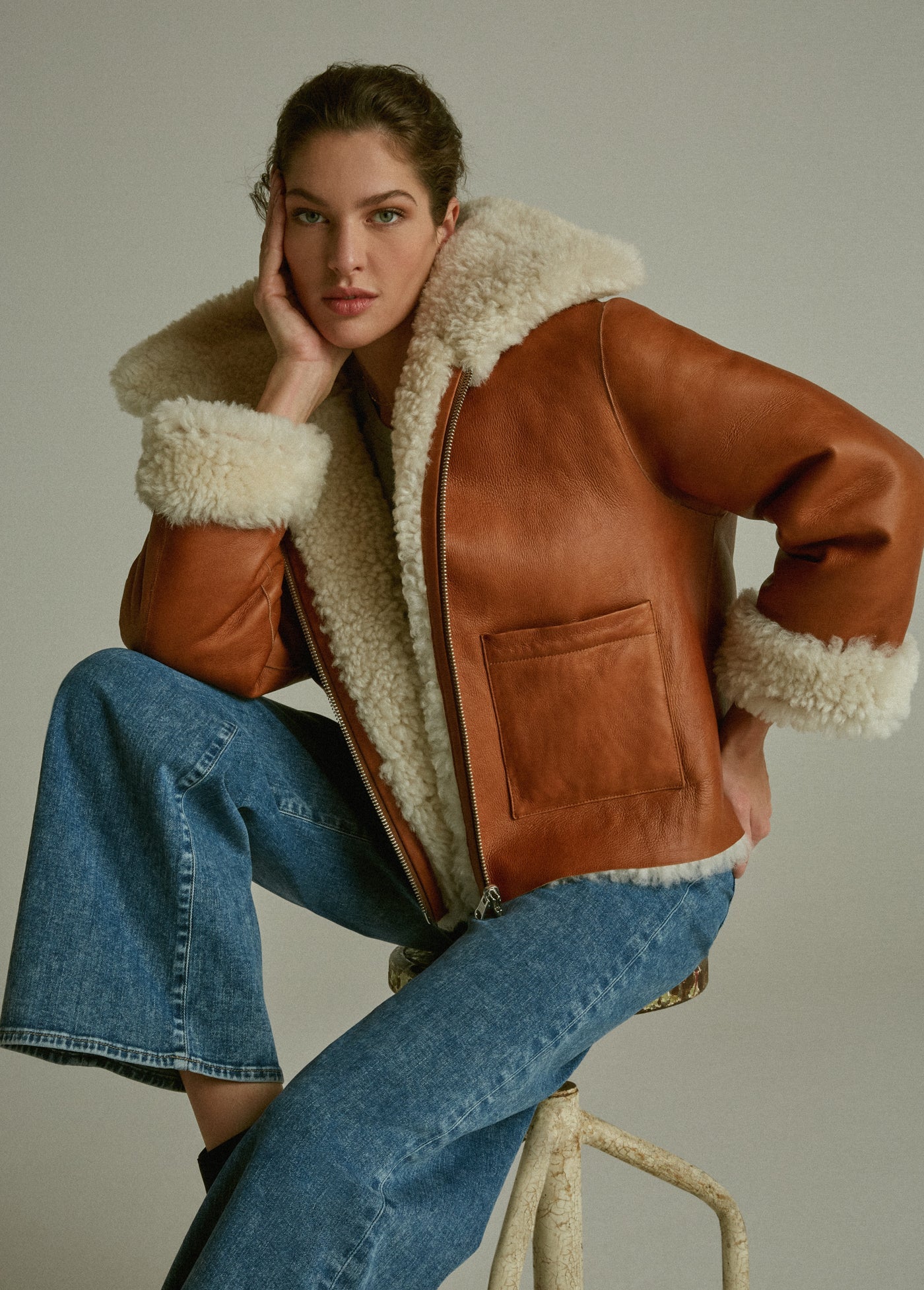 THE LISA REVERSIBLE SHEARLING LEATHER JACKET