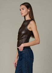 THE MEG VEGAN LEATHER TOP