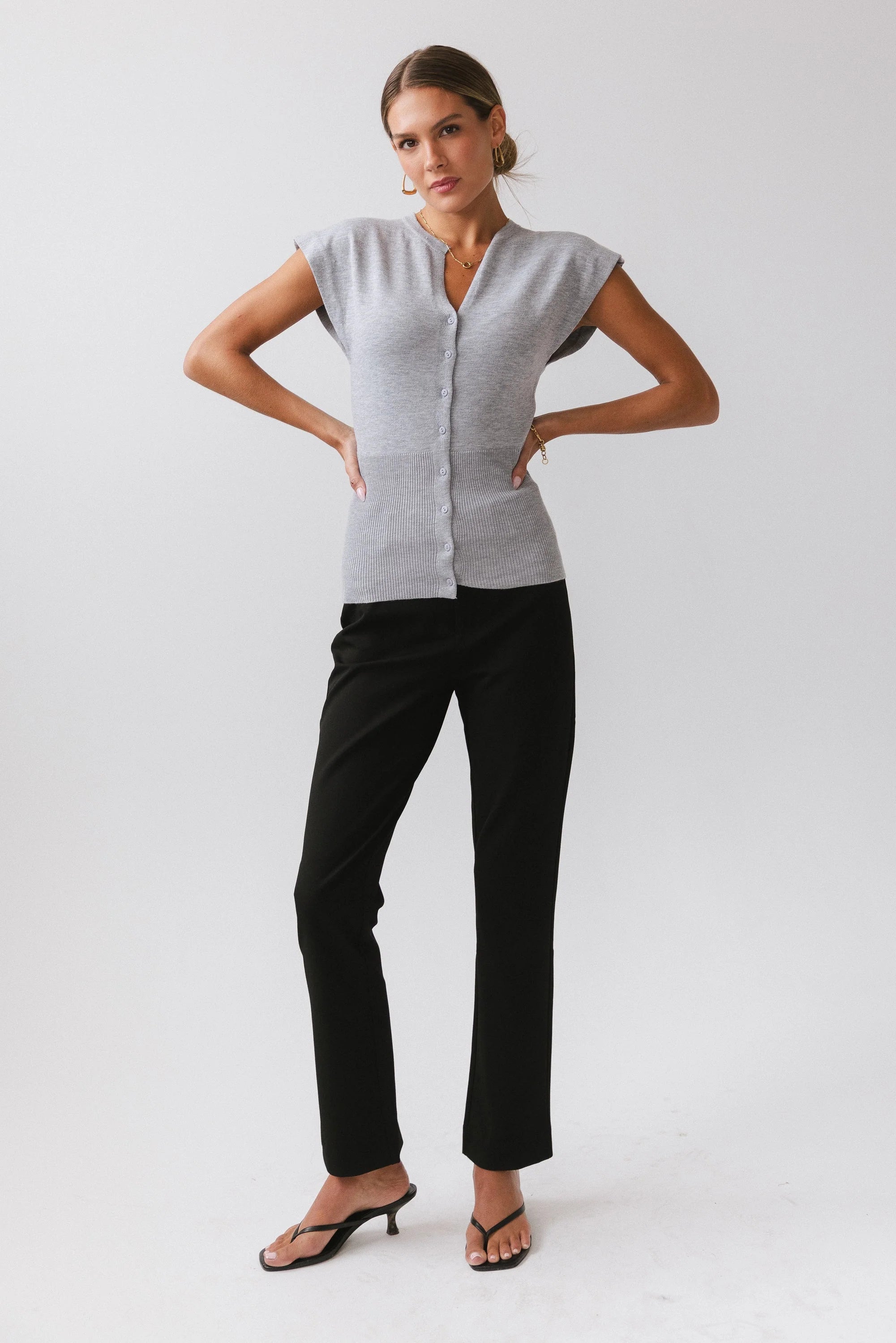 Marco Knit Top in Heather Grey