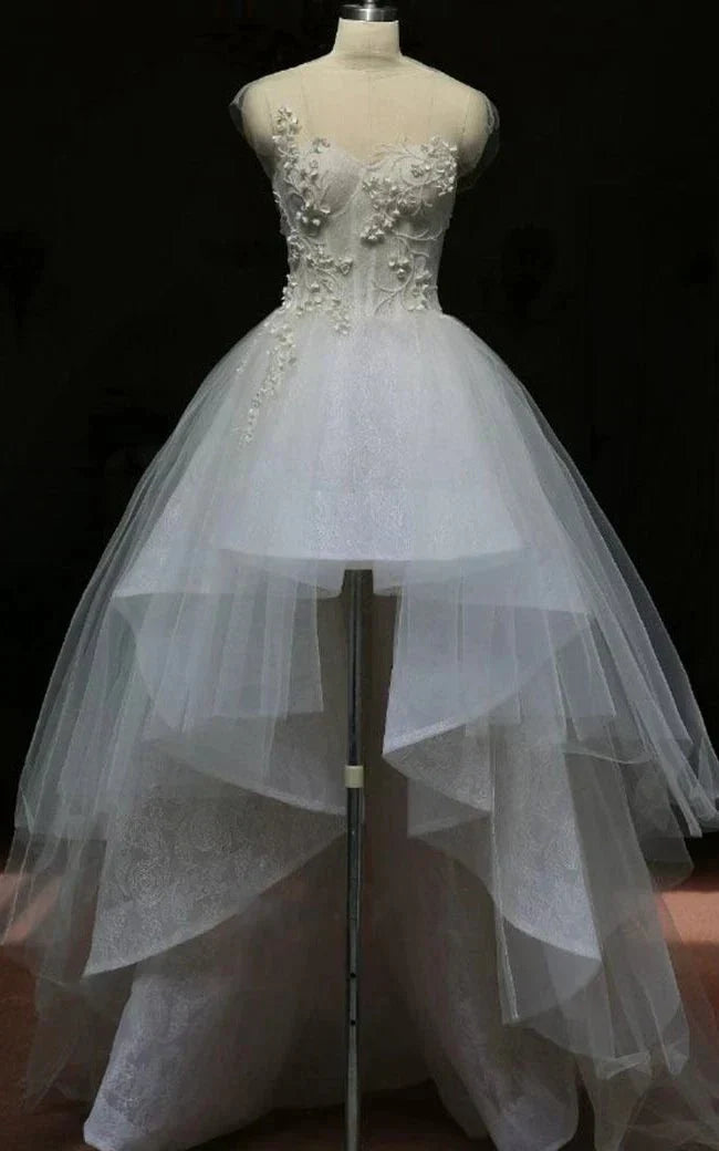 Mini High Neck Sleeveless Bell Beading Zipper Keyhole Tulle Lace Dress