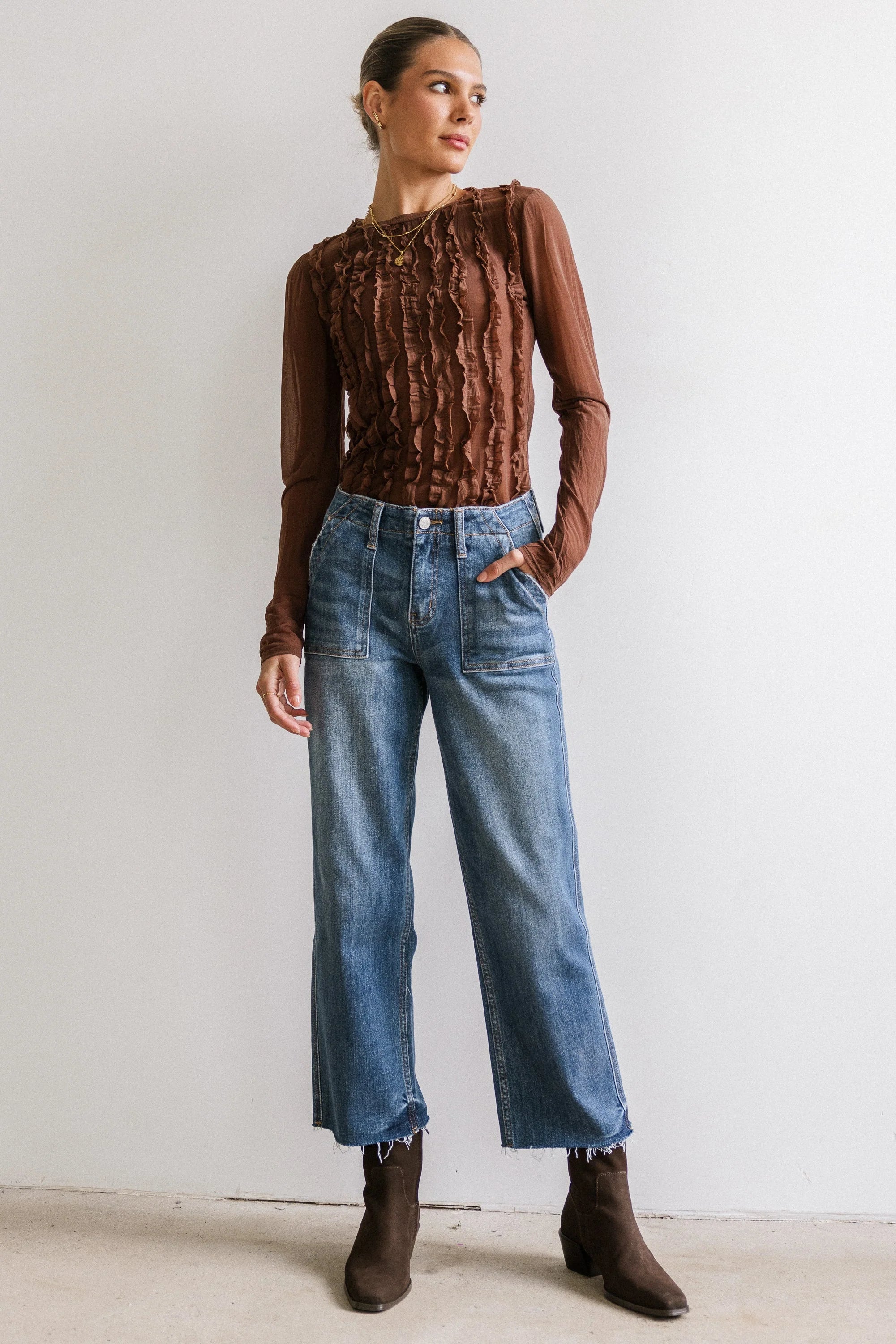 Marie Sheer Top in Brown FINAL SALE