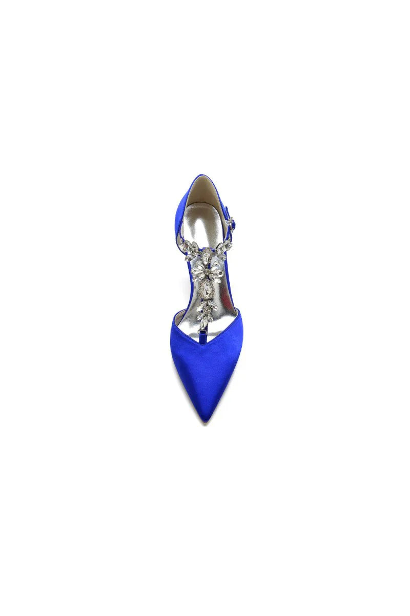 Pointed Toe Rhinestone Strap High Heels