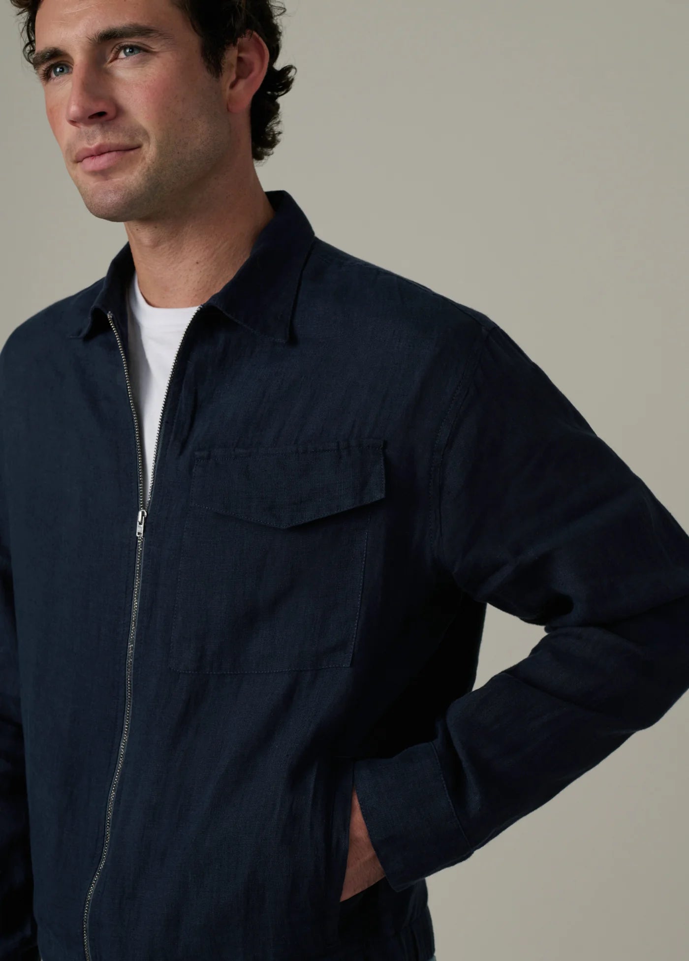LINEN ZIP JACKET