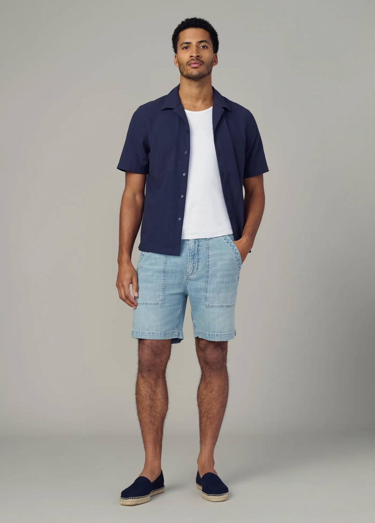 UTILITARIAN CHAMBRAY SHORTS