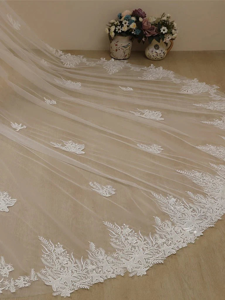 Starfish Lace Cathedral Veil Bridal Veil Wedding Veil
