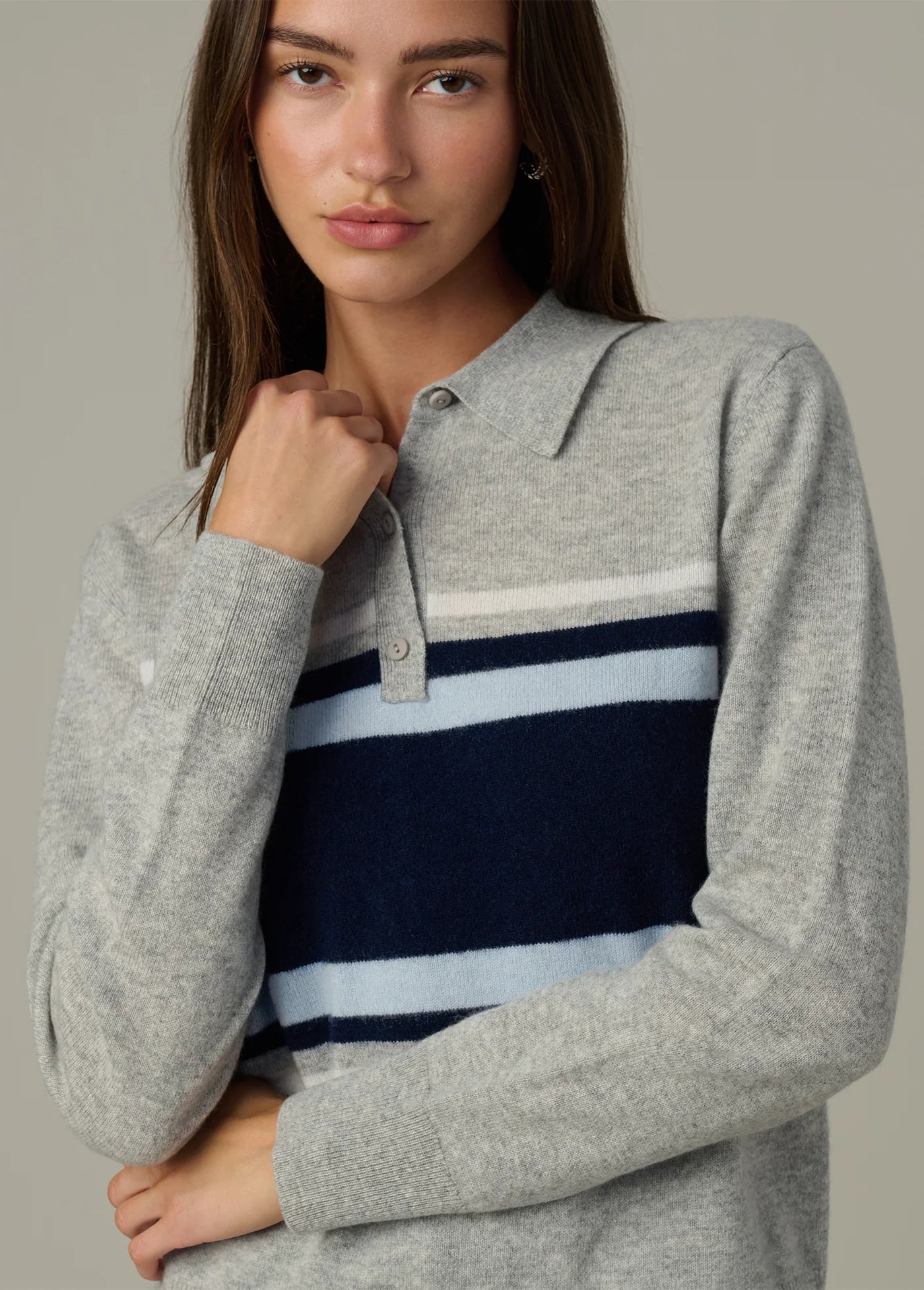 THE LONG SLEEVE CASHMERE POLO
