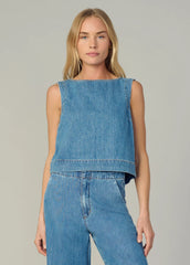 THE BOAT NECK DENIM SHELL TOP