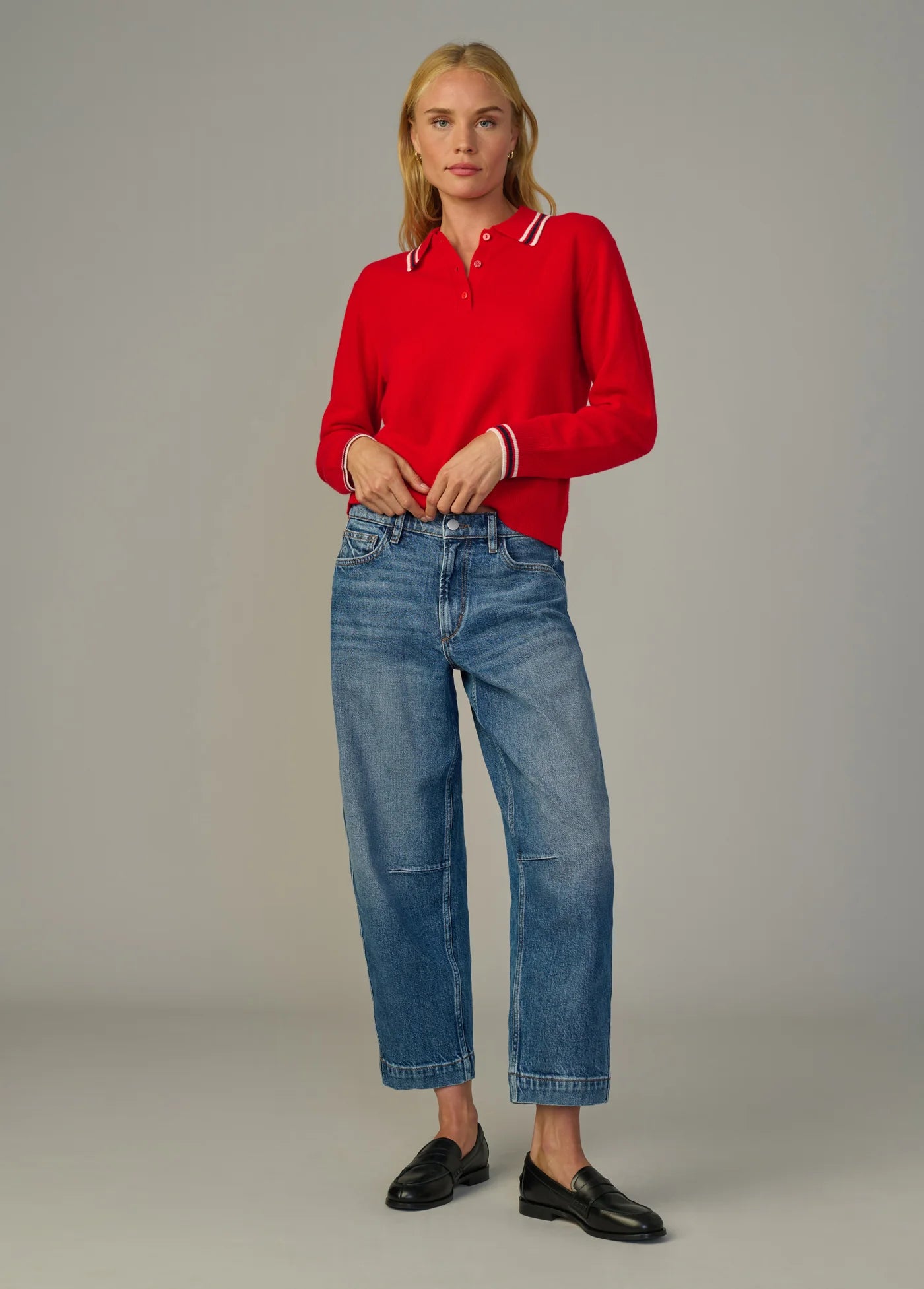 THE LONG SLEEVE CASHMERE POLO