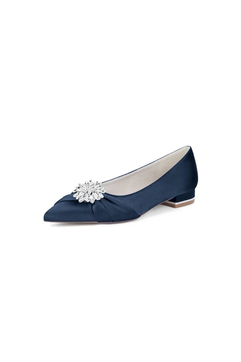 Champagne High Heels with Crystal Flower Embellishment